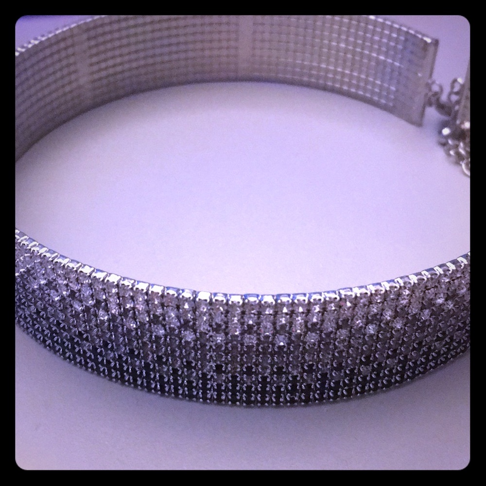 Silver w/ Black & Clear Stones Choker